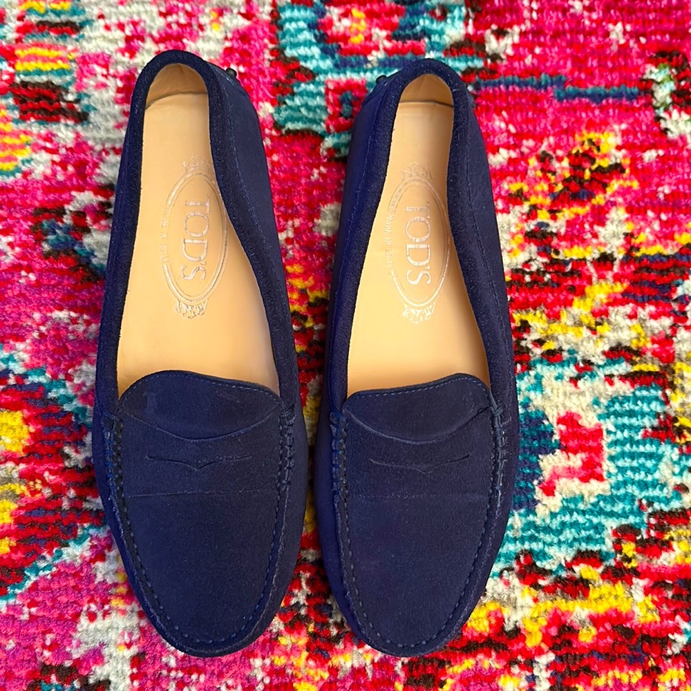 Tod’s Suede Navy Blue Ladies Drivers/Loafers
